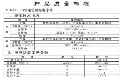 吉安sh-2000s双组份阴极电泳漆